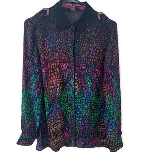 Robert Graham Rainbow Silk Long Sleeve Button Up Blouse